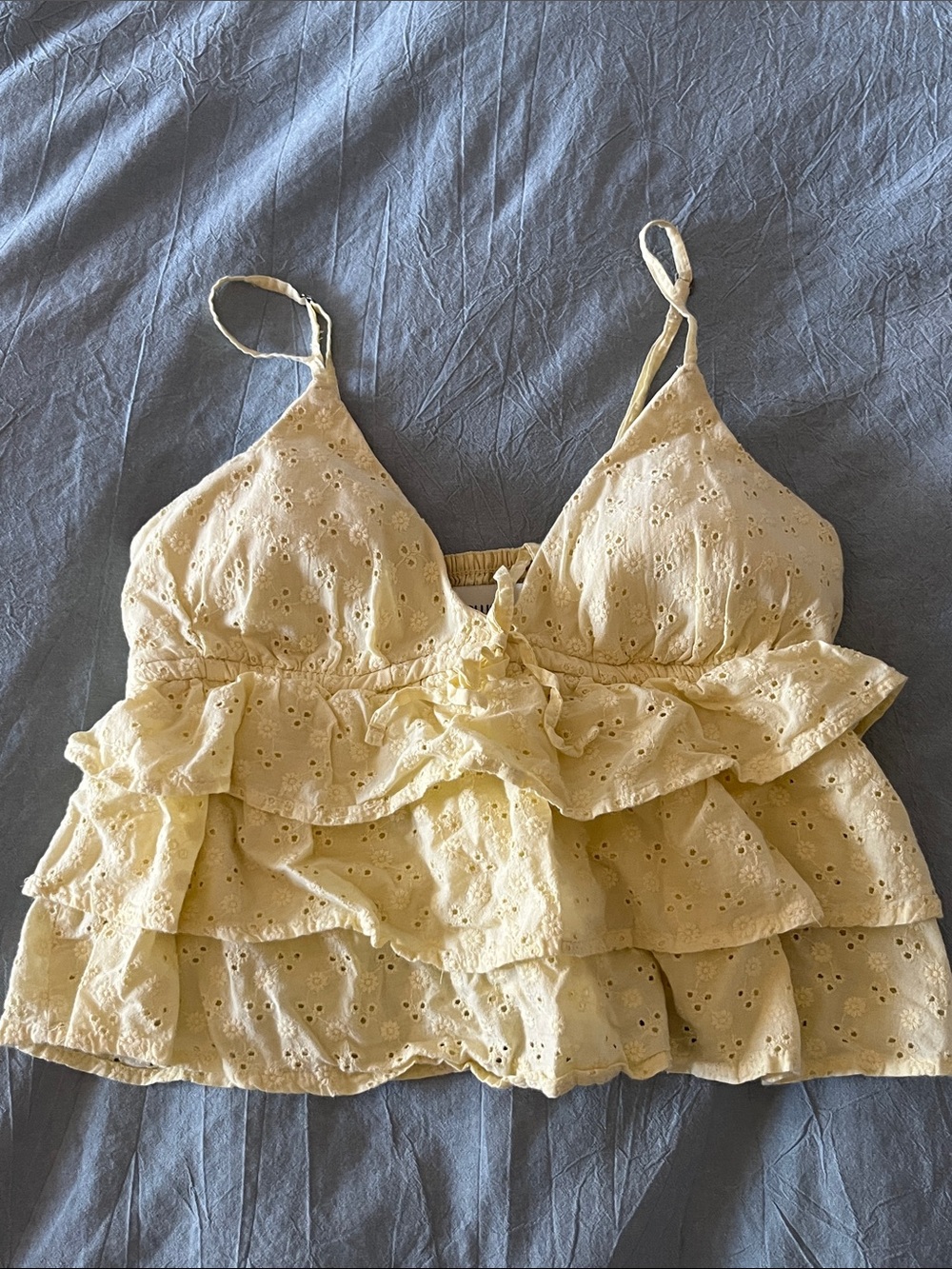 Hollister Butter Yellow Ruffle Babydoll Top